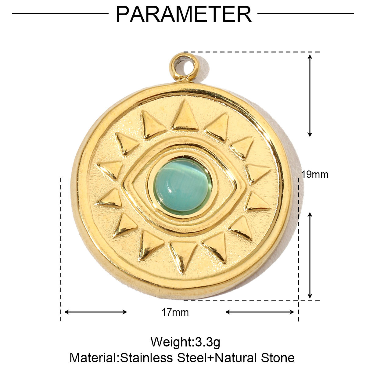 6pcs/pack French Sun Natural Stone Stainless Steel Diy Charms Women Heart Tiger Eye Necklace Pendant Round Lapis Lazuli Jewelry