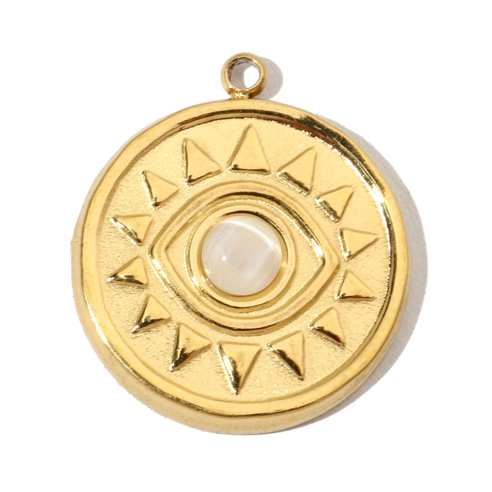 6pcs/pack French Sun Natural Stone Stainless Steel Diy Charms Women Heart Tiger Eye Necklace Pendant Round Lapis Lazuli Jewelry