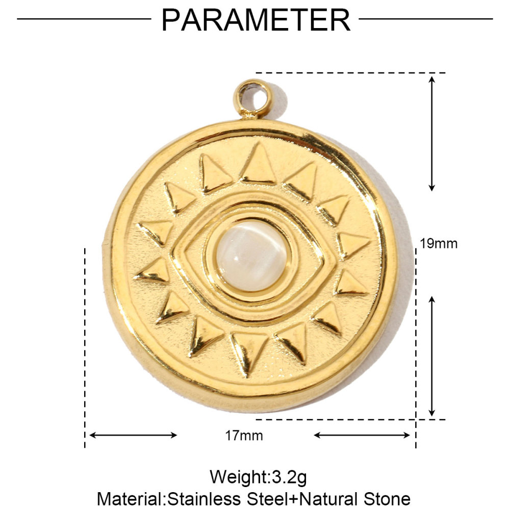 6pcs/pack French Sun Natural Stone Stainless Steel Diy Charms Women Heart Tiger Eye Necklace Pendant Round Lapis Lazuli Jewelry