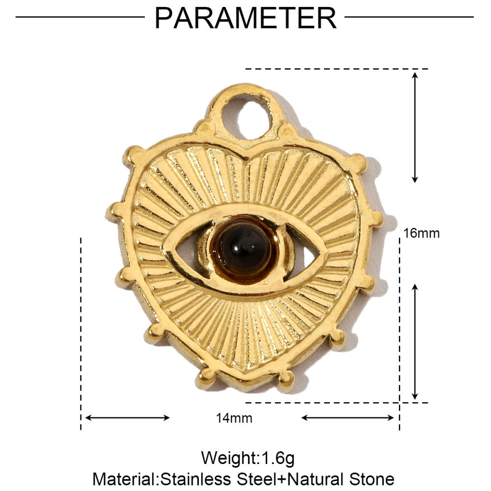 6pcs/pack French Sun Natural Stone Stainless Steel Diy Charms Women Heart Tiger Eye Necklace Pendant Round Lapis Lazuli Jewelry