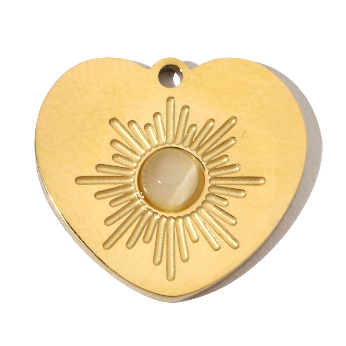 6pcs/pack French Sun Natural Stone Stainless Steel Diy Charms Women Heart Tiger Eye Necklace Pendant Round Lapis Lazuli Jewelry
