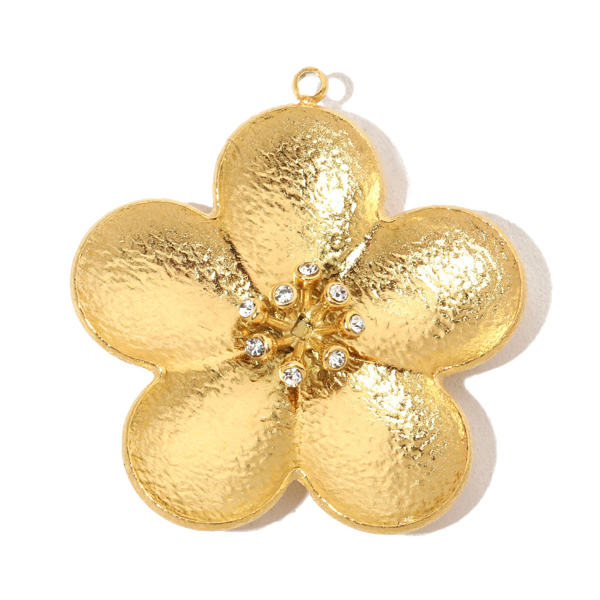 6pcs/pack French Flower Stone Stainless Steel Diy Pendants Women Irregular Petals Earring Charms Peach Blossom Jewelry