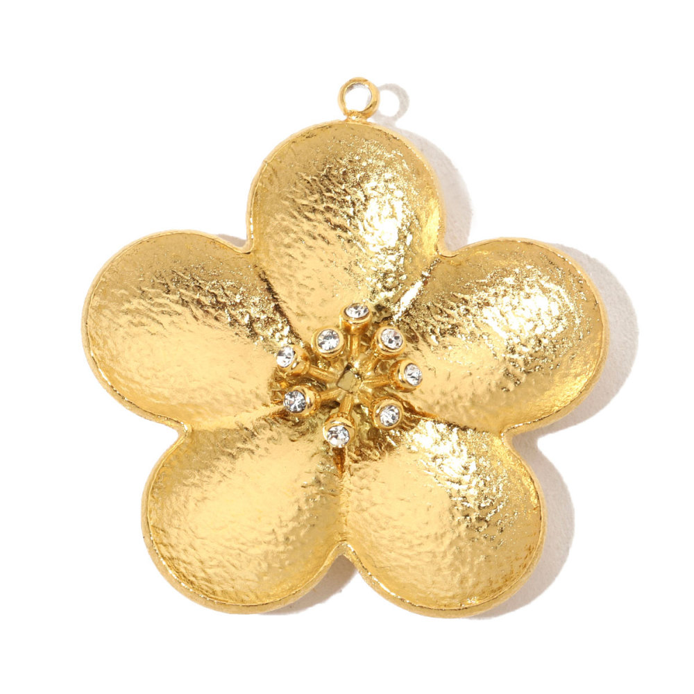 6pcs/pack French Flower Stone Stainless Steel Diy Pendants Women Irregular Petals Earring Charms Peach Blossom Jewelry
