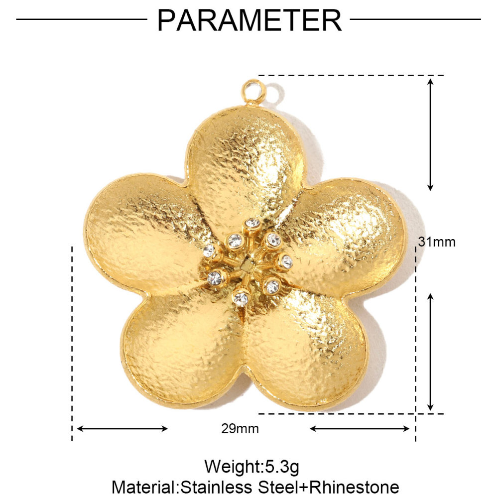 6pcs/pack French Flower Stone Stainless Steel Diy Pendants Women Irregular Petals Earring Charms Peach Blossom Jewelry
