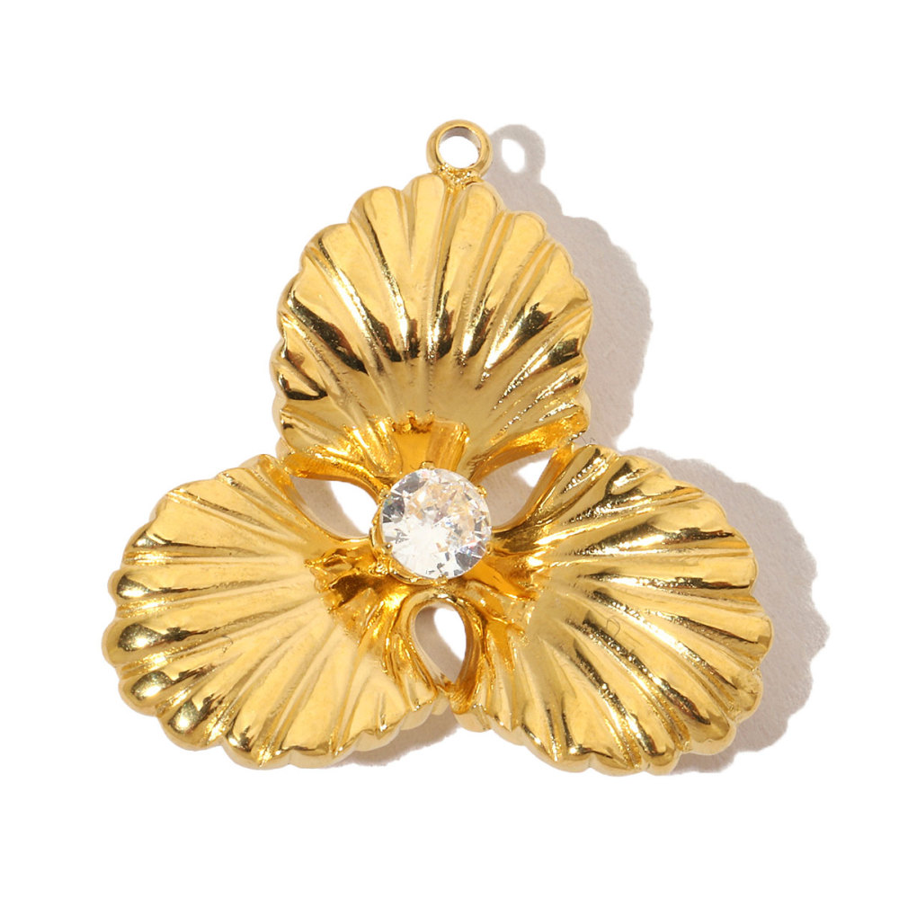 6pcs/pack French Flower Stone Stainless Steel Diy Pendants Women Irregular Petals Earring Charms Peach Blossom Jewelry