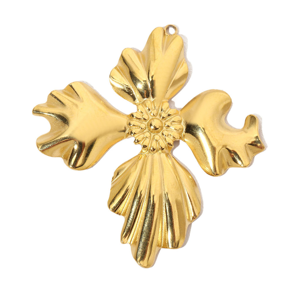 6pcs/pack French Flower Stone Stainless Steel Diy Pendants Women Irregular Petals Earring Charms Peach Blossom Jewelry