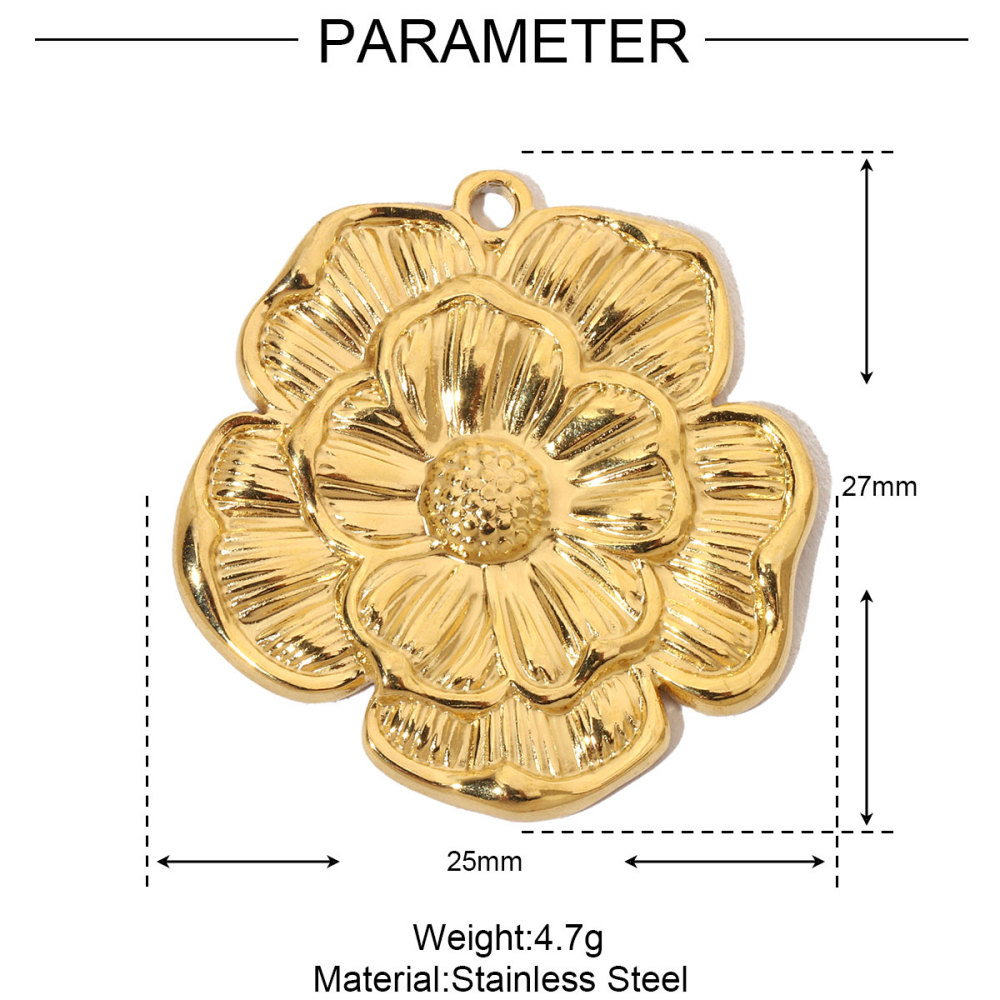 6pcs/pack French Flower Stone Stainless Steel Diy Pendants Women Irregular Petals Earring Charms Peach Blossom Jewelry