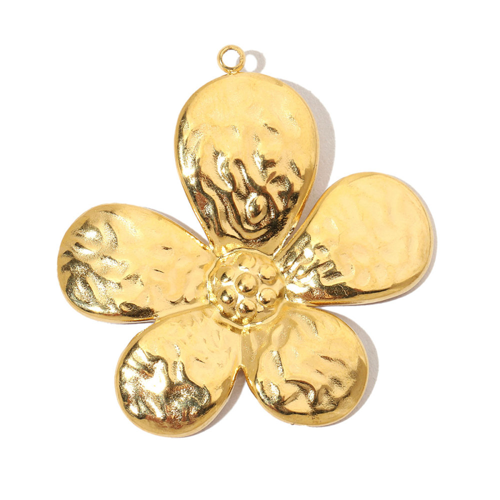 6pcs/pack French Flower Stone Stainless Steel Diy Pendants Women Irregular Petals Earring Charms Peach Blossom Jewelry