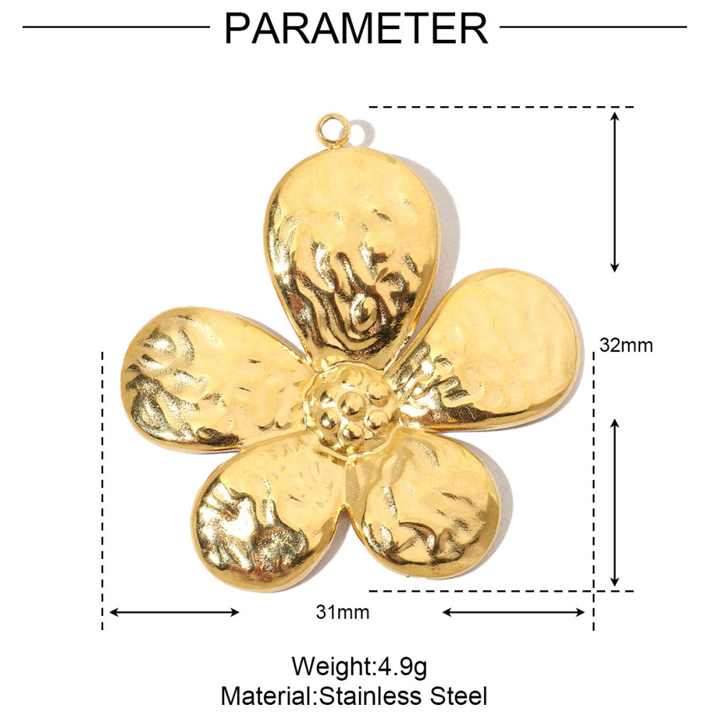 6pcs/pack French Flower Stone Stainless Steel Diy Pendants Women Irregular Petals Earring Charms Peach Blossom Jewelry