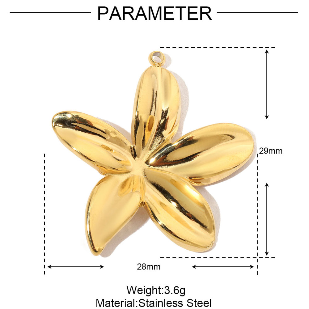 6pcs/pack French Flower Stone Stainless Steel Diy Pendants Women Irregular Petals Earring Charms Peach Blossom Jewelry