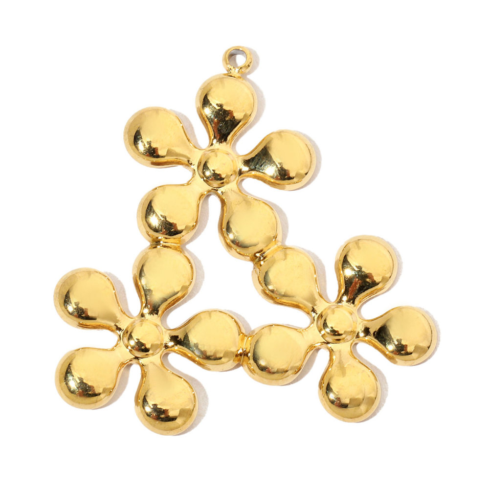 6pcs/pack French Flower Stone Stainless Steel Diy Pendants Women Irregular Petals Earring Charms Peach Blossom Jewelry