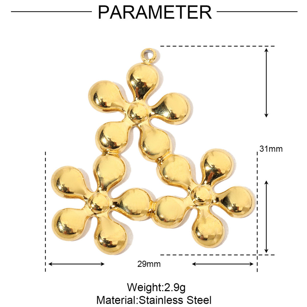 6pcs/pack French Flower Stone Stainless Steel Diy Pendants Women Irregular Petals Earring Charms Peach Blossom Jewelry