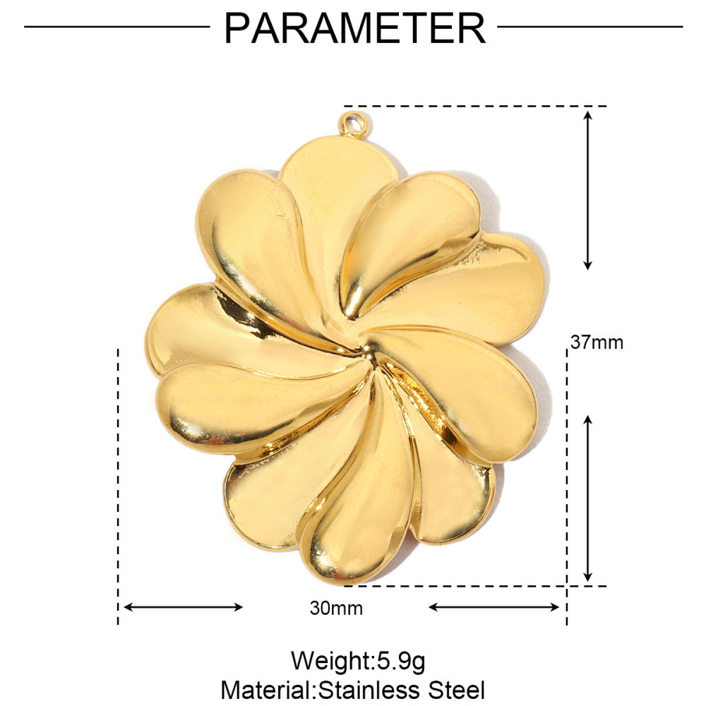 6pcs/pack French Flower Stone Stainless Steel Diy Pendants Women Irregular Petals Earring Charms Peach Blossom Jewelry