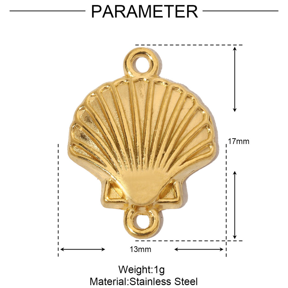 6pcs/pack French Shell Shark Stainless Steel Diy Charms Women Bee Hummingbird Necklace Pendant Sun Bracelets Jewelry