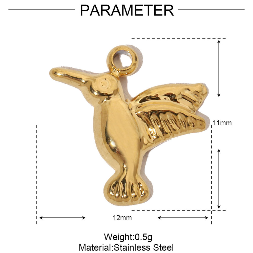 6pcs/pack French Shell Shark Stainless Steel Diy Charms Women Bee Hummingbird Necklace Pendant Sun Bracelets Jewelry
