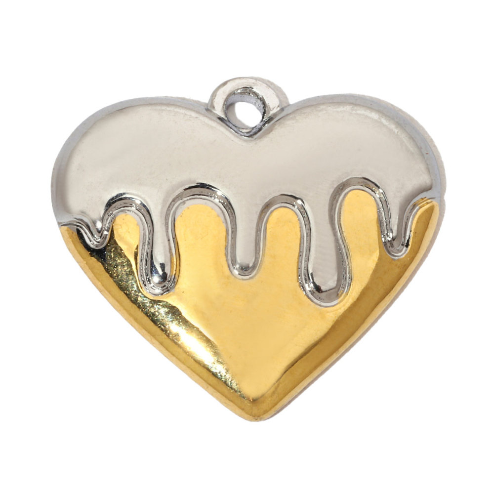 6pcs/pack French Cubic Zircon Irregular Heart Stainless Steel Diy Charms Women Color Stone Love Necklace Pendant Jewelry