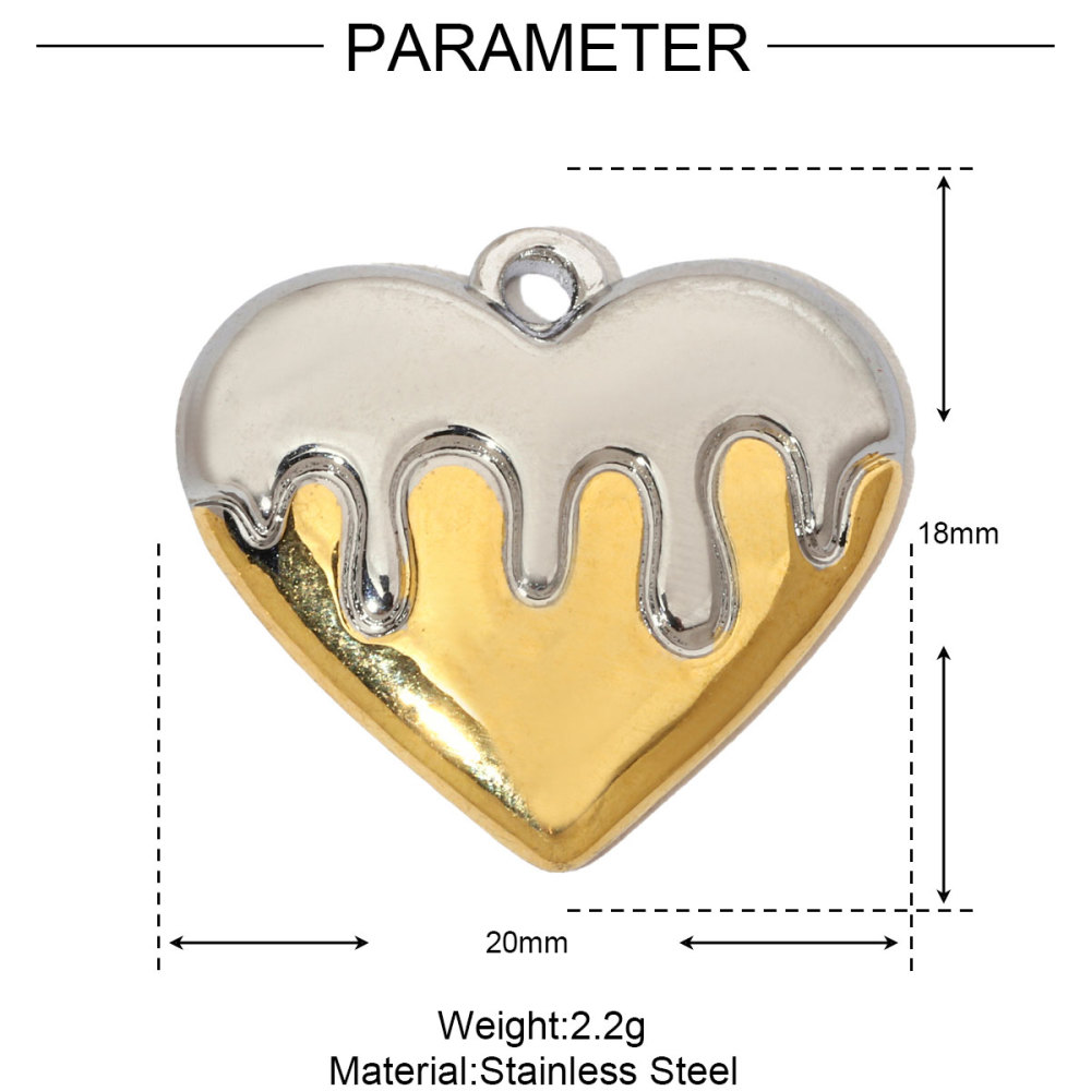 6pcs/pack French Cubic Zircon Irregular Heart Stainless Steel Diy Charms Women Color Stone Love Necklace Pendant Jewelry