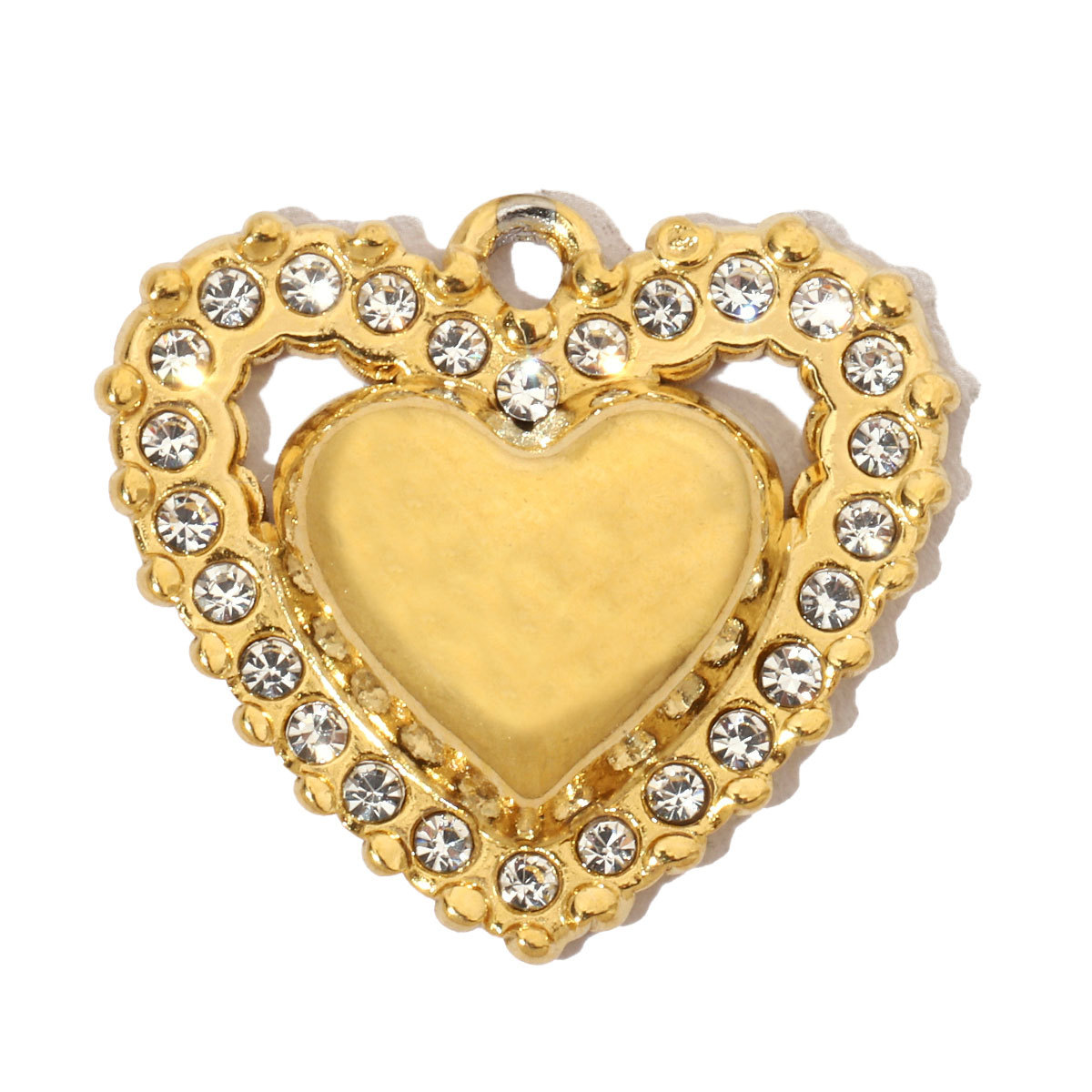 6pcs/pack French Cubic Zircon Irregular Heart Stainless Steel Diy Charms Women Color Stone Love Necklace Pendant Jewelry