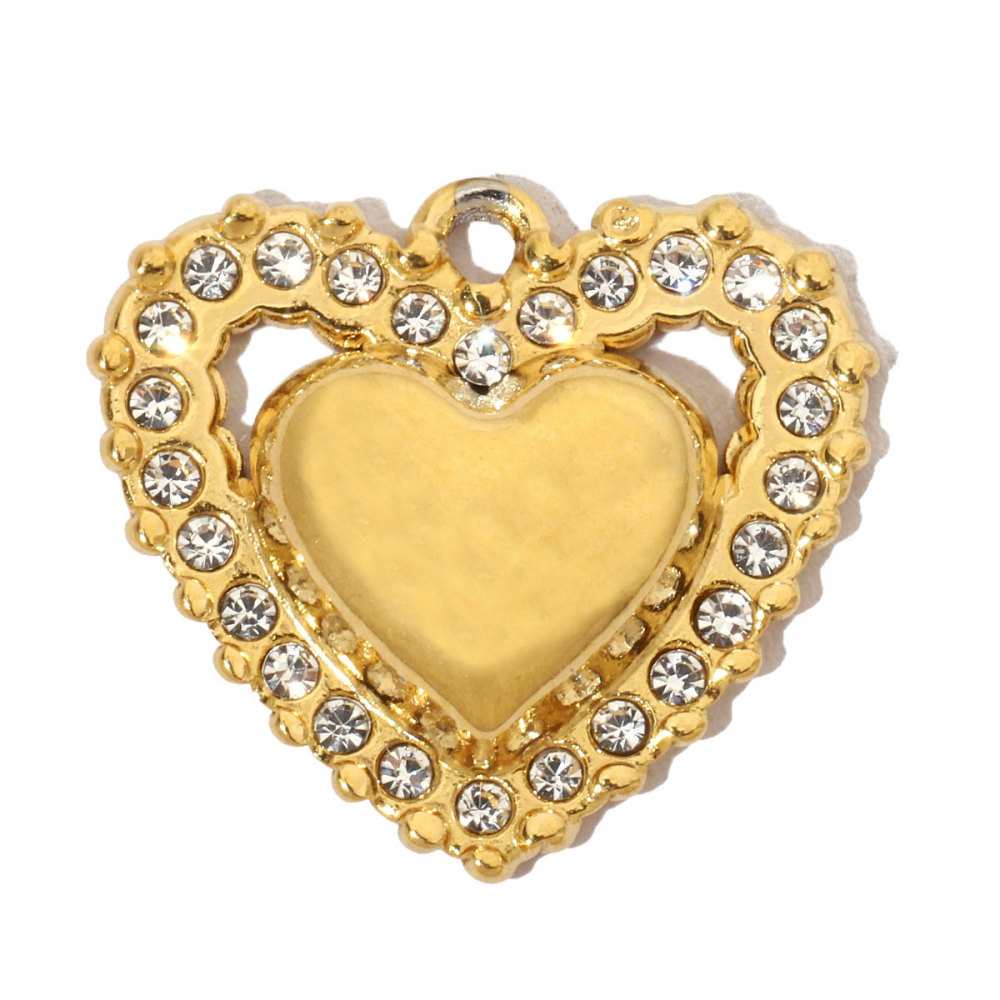 6pcs/pack French Cubic Zircon Irregular Heart Stainless Steel Diy Charms Women Color Stone Love Necklace Pendant Jewelry