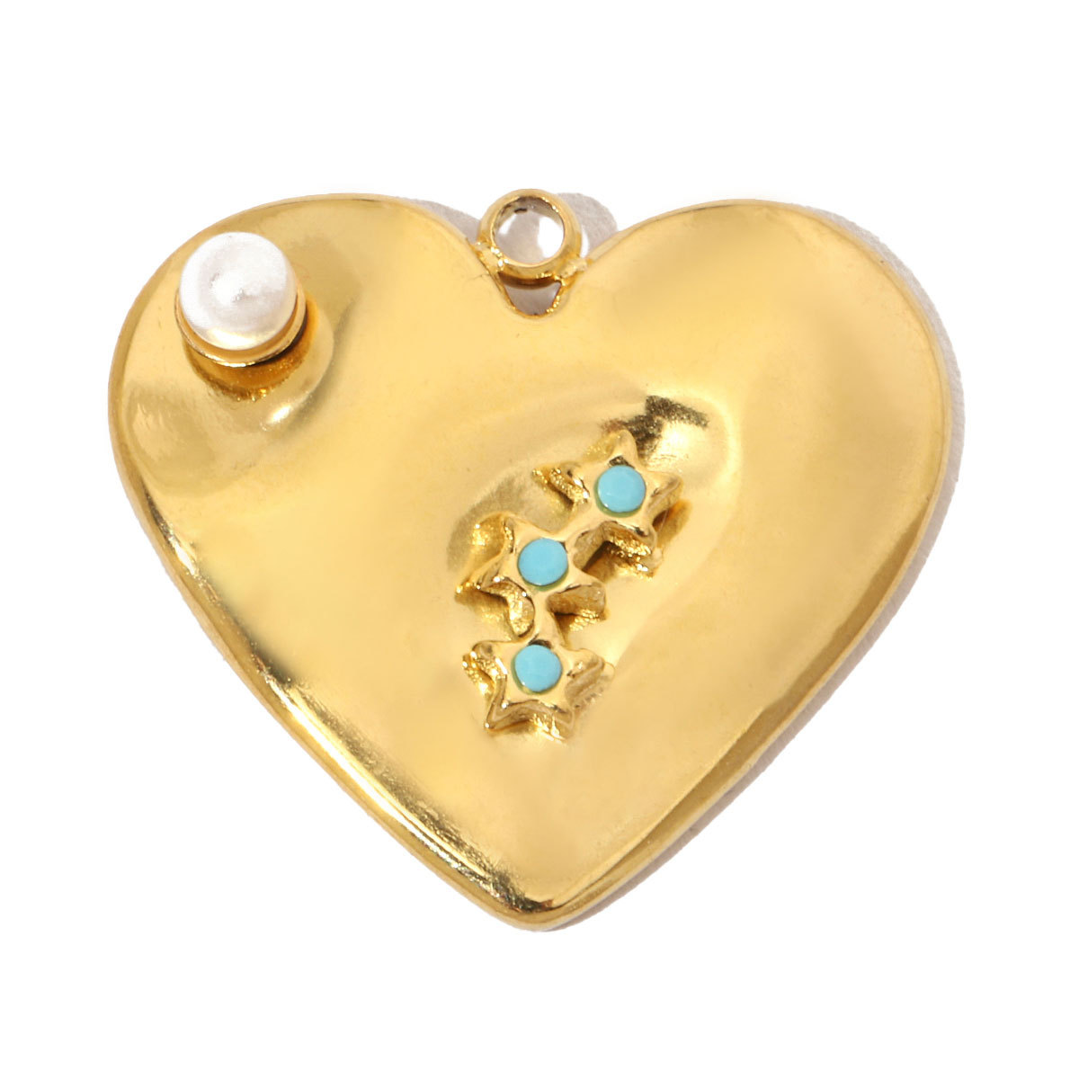 6pcs/pack French Cubic Zircon Irregular Heart Stainless Steel Diy Charms Women Color Stone Love Necklace Pendant Jewelry