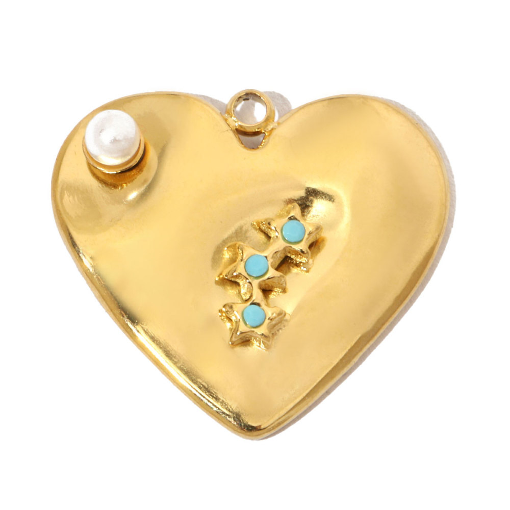 6pcs/pack French Cubic Zircon Irregular Heart Stainless Steel Diy Charms Women Color Stone Love Necklace Pendant Jewelry