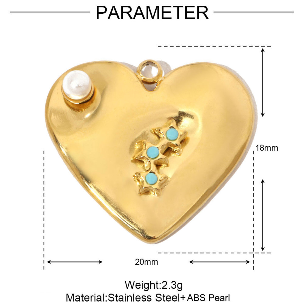 6pcs/pack French Cubic Zircon Irregular Heart Stainless Steel Diy Charms Women Color Stone Love Necklace Pendant Jewelry