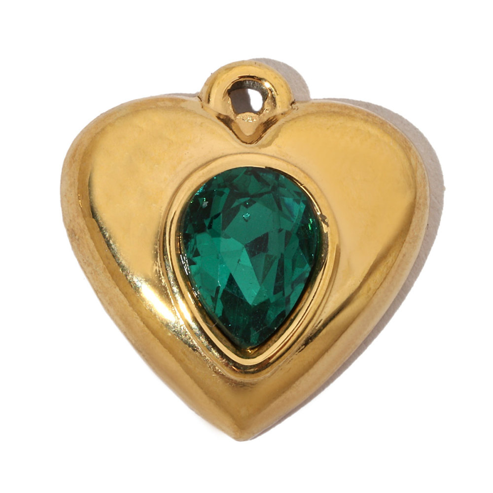 6pcs/pack French Cubic Zircon Irregular Heart Stainless Steel Diy Charms Women Color Stone Love Necklace Pendant Jewelry