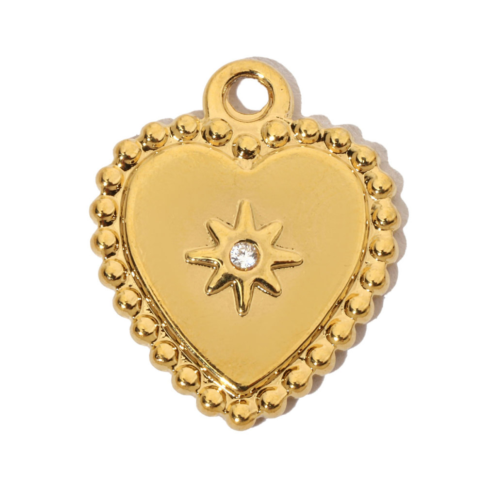 6pcs/pack French Hollow Stone Heart Stainless Steel Diy Charms Women Clover Star Bracelet Pendant Love Jewelry