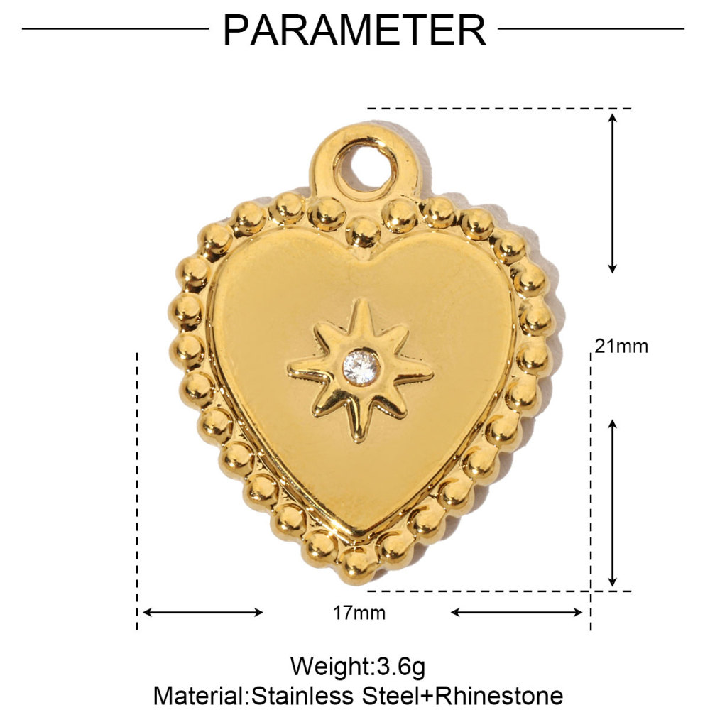 6pcs/pack French Hollow Stone Heart Stainless Steel Diy Charms Women Clover Star Bracelet Pendant Love Jewelry