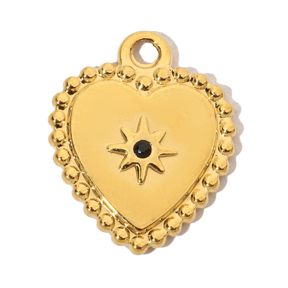 6pcs/pack French Hollow Stone Heart Stainless Steel Diy Charms Women Clover Star Bracelet Pendant Love Jewelry