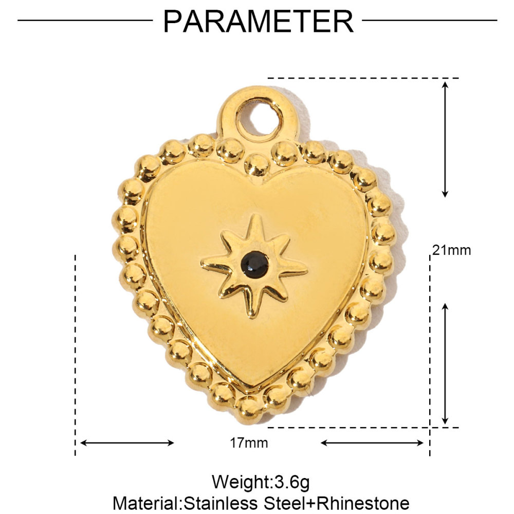 6pcs/pack French Hollow Stone Heart Stainless Steel Diy Charms Women Clover Star Bracelet Pendant Love Jewelry