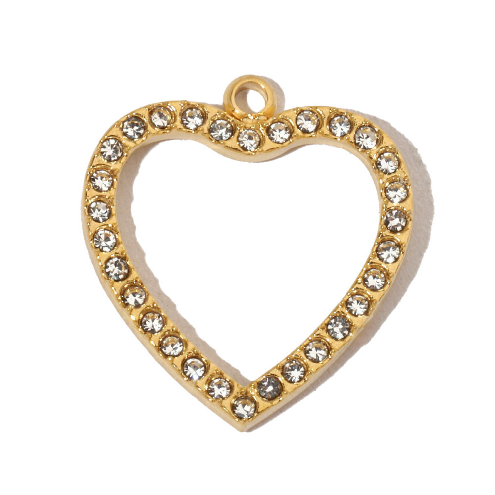 6pcs/pack French Hollow Stone Heart Stainless Steel Diy Charms Women Clover Star Bracelet Pendant Love Jewelry