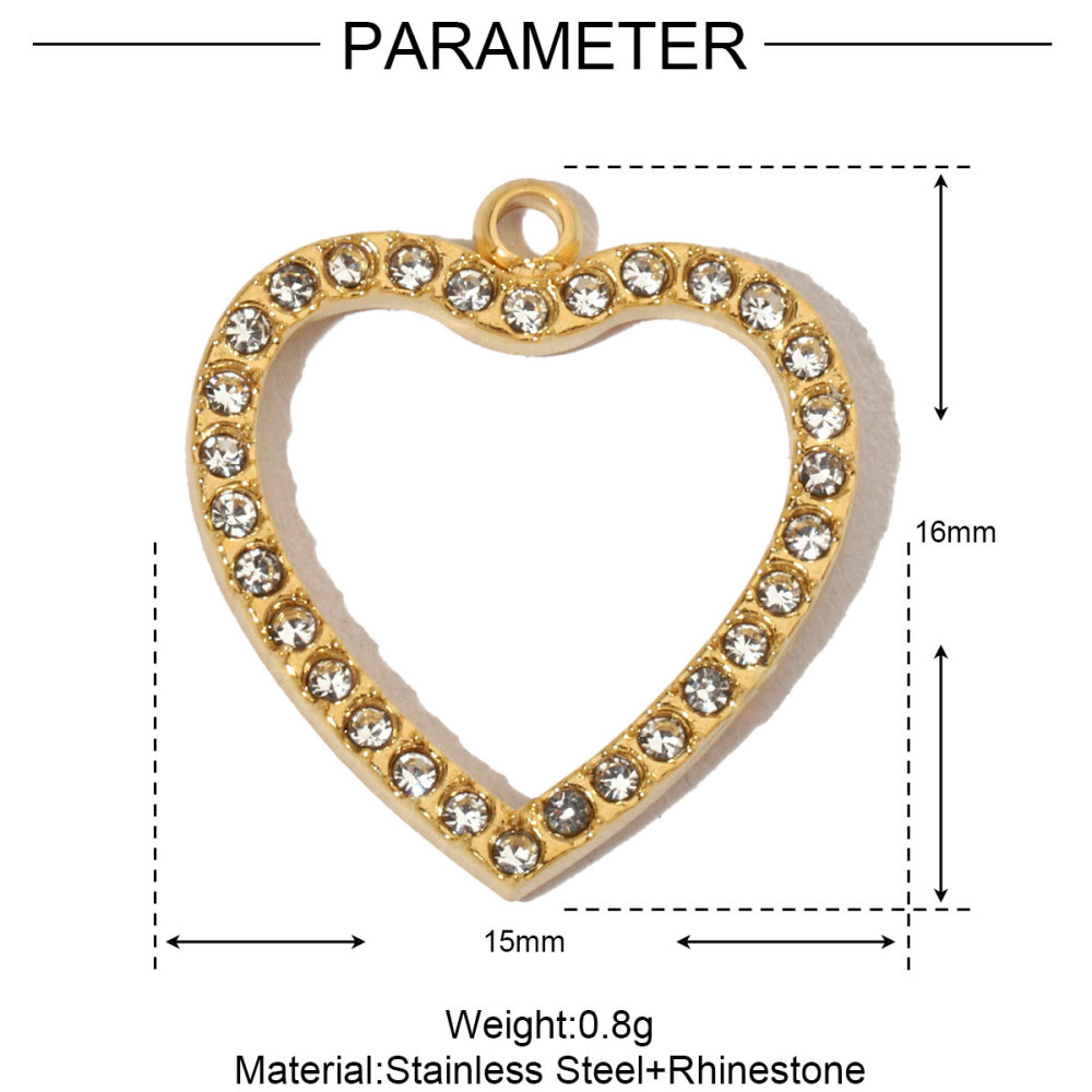 6pcs/pack French Hollow Stone Heart Stainless Steel Diy Charms Women Clover Star Bracelet Pendant Love Jewelry