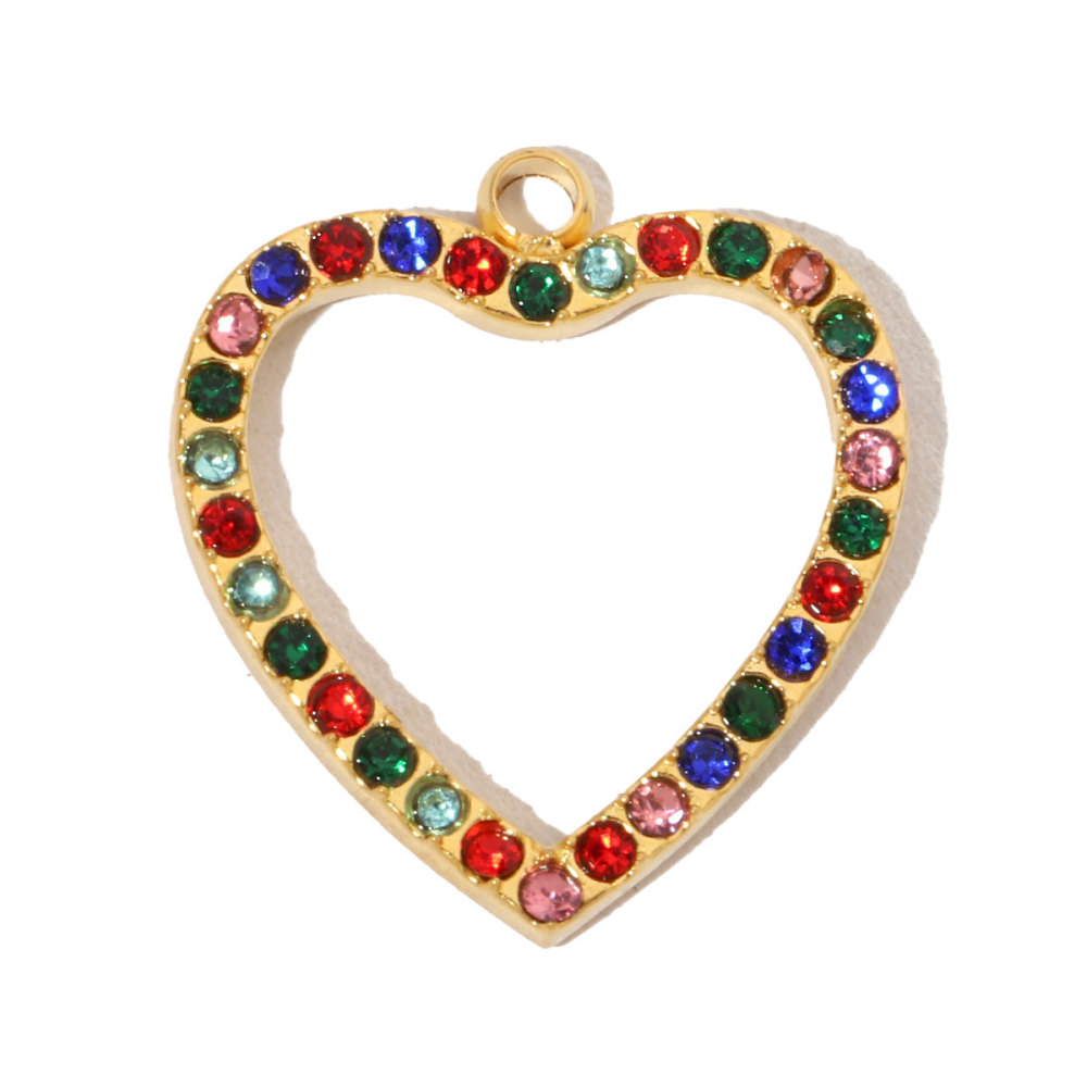 6pcs/pack French Hollow Stone Heart Stainless Steel Diy Charms Women Clover Star Bracelet Pendant Love Jewelry