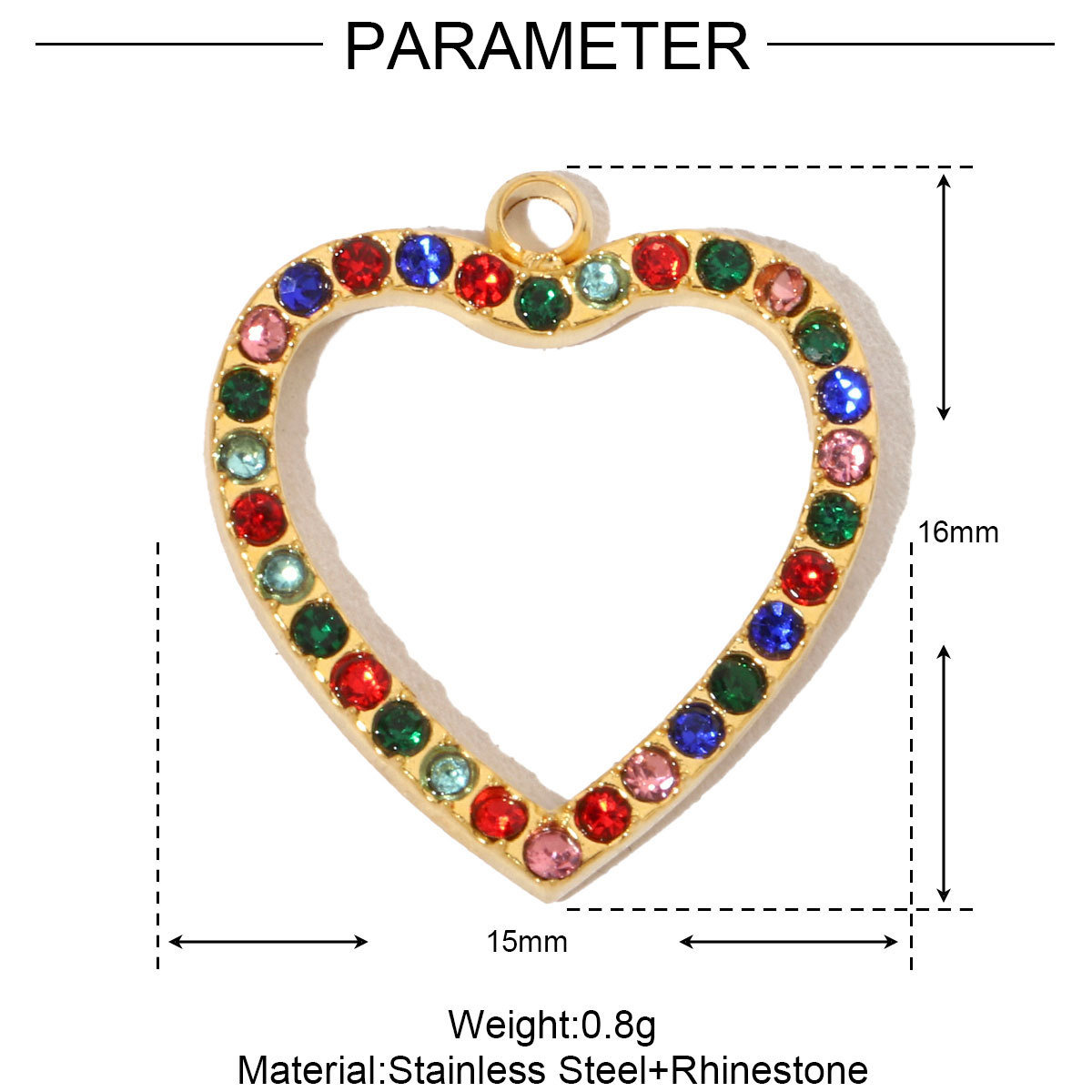 6pcs/pack French Hollow Stone Heart Stainless Steel Diy Charms Women Clover Star Bracelet Pendant Love Jewelry