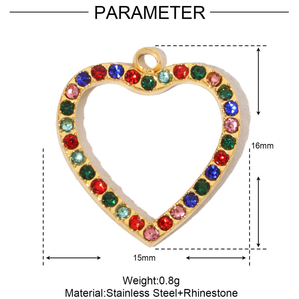 6pcs/pack French Hollow Stone Heart Stainless Steel Diy Charms Women Clover Star Bracelet Pendant Love Jewelry