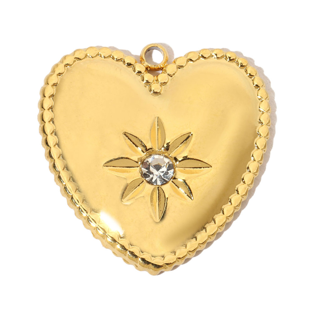 6pcs/pack French Hollow Stone Heart Stainless Steel Diy Charms Women Clover Star Bracelet Pendant Love Jewelry
