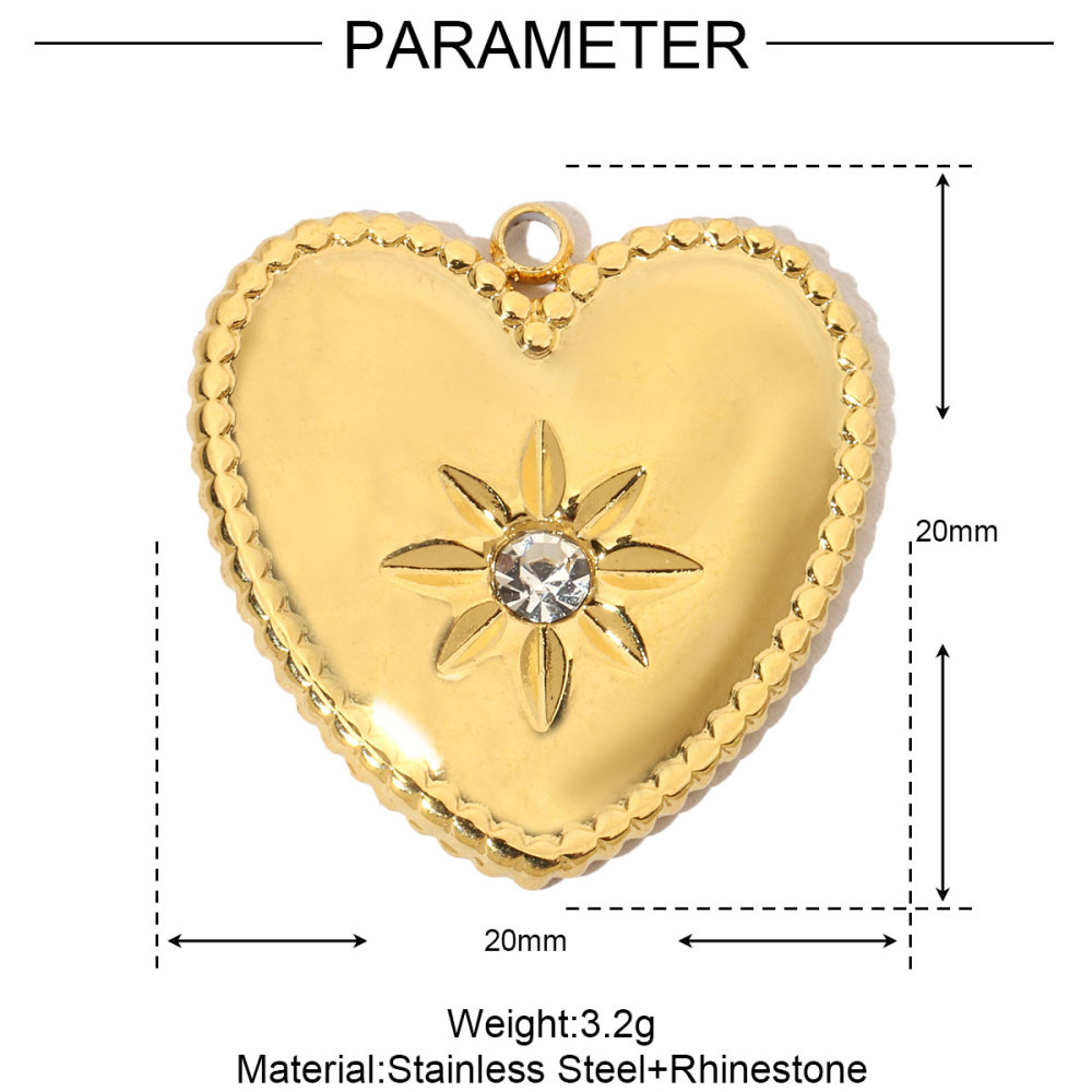 6pcs/pack French Hollow Stone Heart Stainless Steel Diy Charms Women Clover Star Bracelet Pendant Love Jewelry