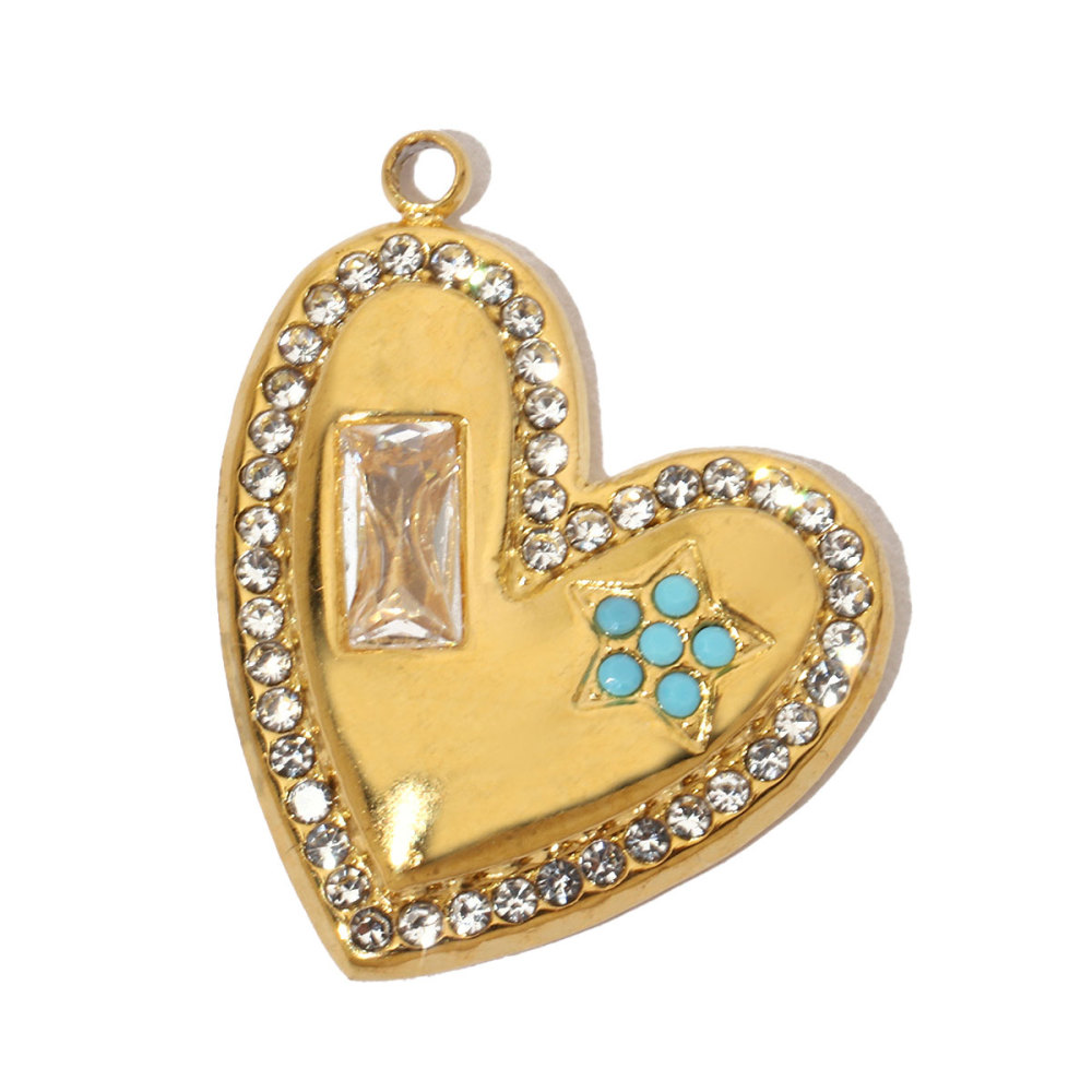 6pcs/pack French Hollow Stone Heart Stainless Steel Diy Charms Women Clover Star Bracelet Pendant Love Jewelry