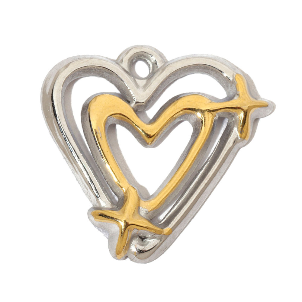 6pcs/pack French Hollow Stone Heart Stainless Steel Diy Charms Women Clover Star Bracelet Pendant Love Jewelry