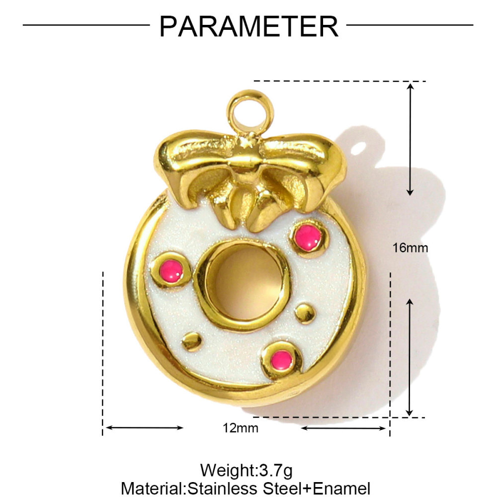 6pcs/pack Cute Stainless Steel Coffe Cup Doughnut Necklace Pendants Enamel Dog Bow Knot DIY Charms Women Love Heart Jewelry