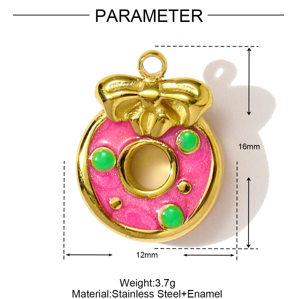 6pcs/pack Cute Stainless Steel Coffe Cup Doughnut Necklace Pendants Enamel Dog Bow Knot DIY Charms Women Love Heart Jewelry