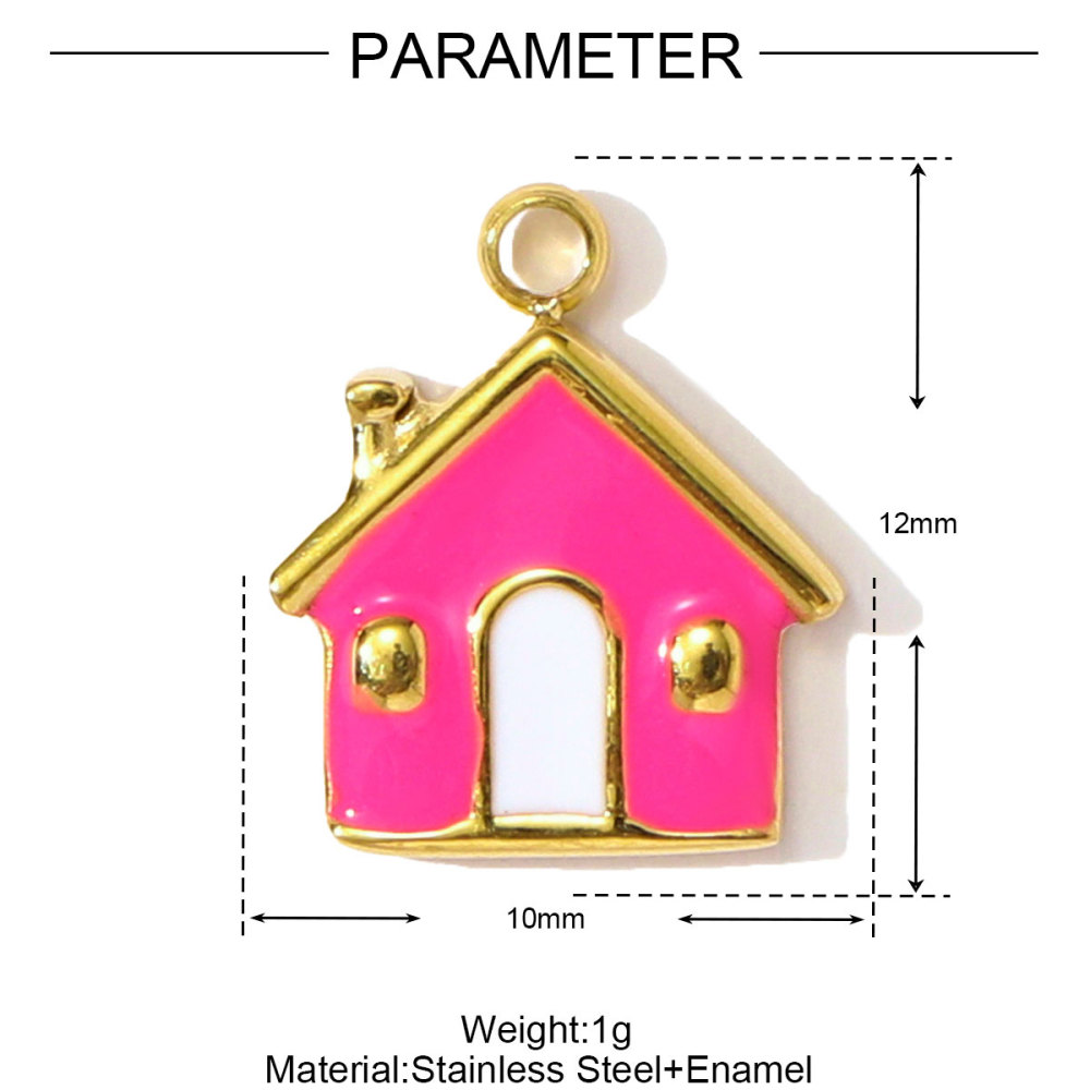 6pcs/pack Dopamine Stainless Steel Baby Bottle House Necklace Pendants Enamel Star Moon DIY Bracelet Charms Women Love Jewelry