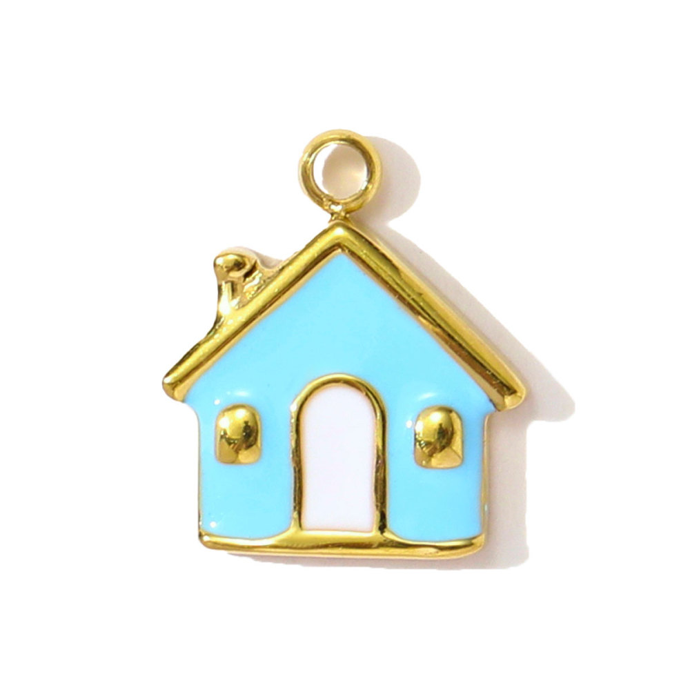 6pcs/pack Dopamine Stainless Steel Baby Bottle House Necklace Pendants Enamel Star Moon DIY Bracelet Charms Women Love Jewelry