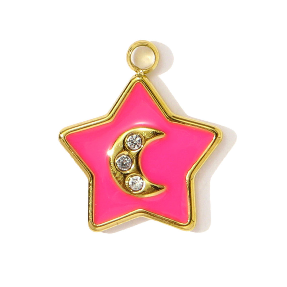 6pcs/pack Dopamine Stainless Steel Baby Bottle House Necklace Pendants Enamel Star Moon DIY Bracelet Charms Women Love Jewelry