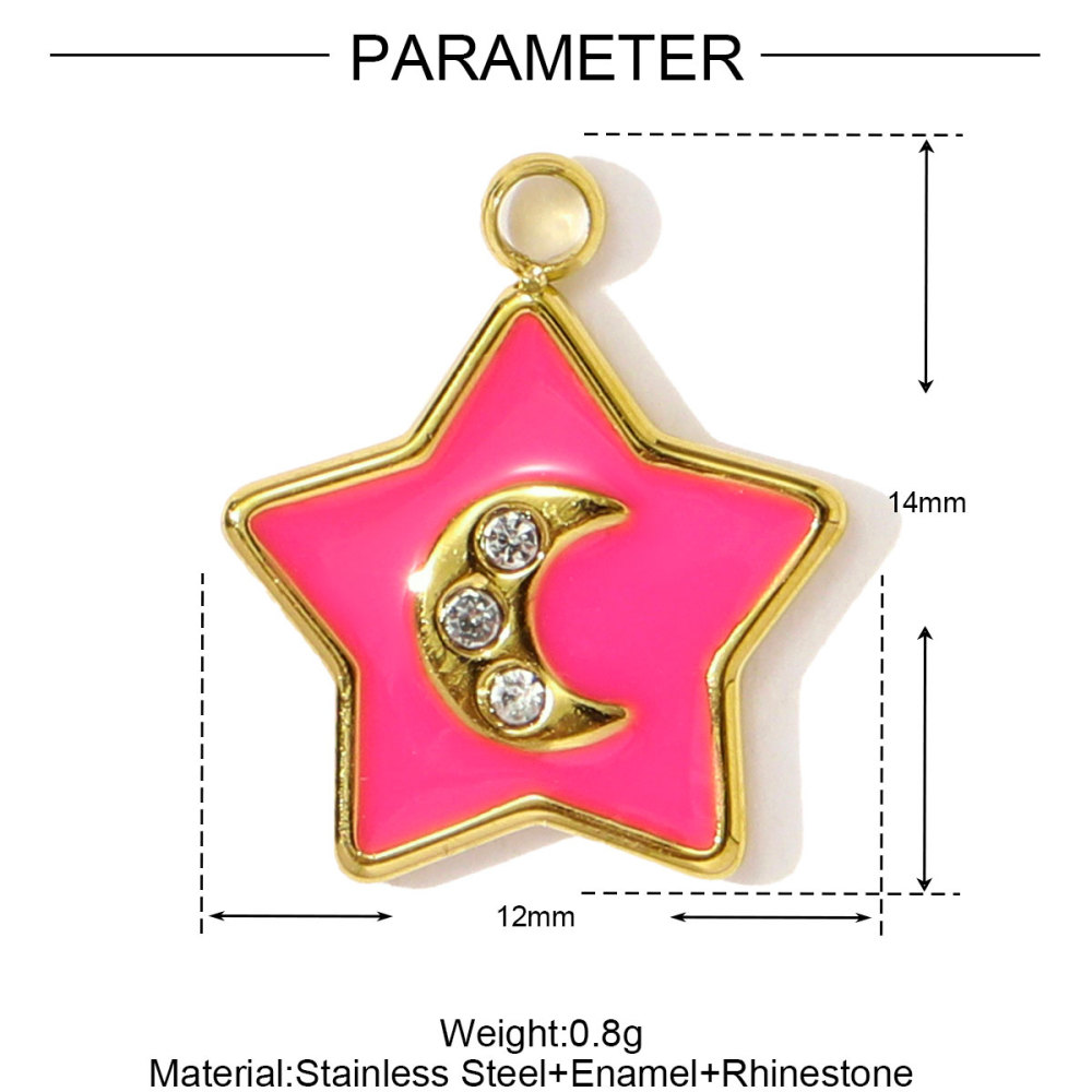 6pcs/pack Dopamine Stainless Steel Baby Bottle House Necklace Pendants Enamel Star Moon DIY Bracelet Charms Women Love Jewelry