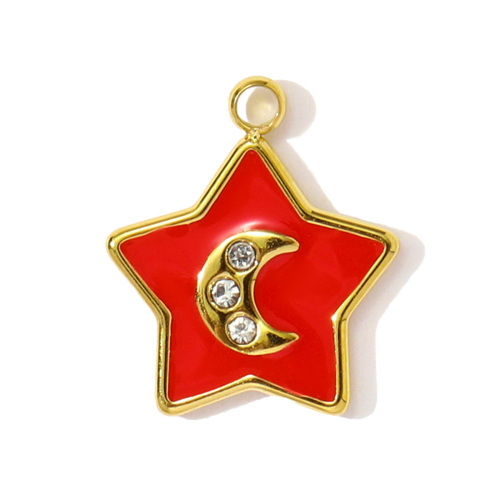 6pcs/pack Dopamine Stainless Steel Baby Bottle House Necklace Pendants Enamel Star Moon DIY Bracelet Charms Women Love Jewelry