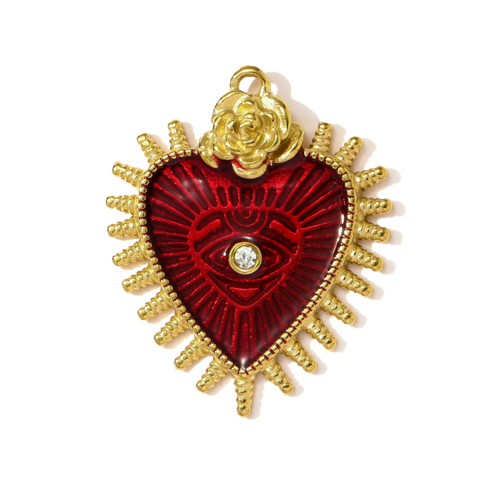 6pcs/pack French Retro Stainless Steel Love Heart Leaf Necklace Pendants Durian Axe DIY Earring Charms Women Dragonfly Jewelry