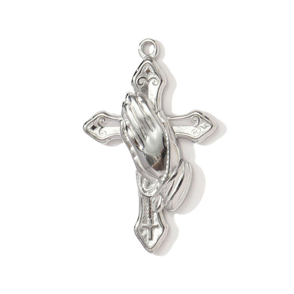 6pcs/pack Wholesale Stainless Steel Jesus Cross Hand Necklace Pendants Flower Shell DIY Earring Charms Women Love Heart Jewelry