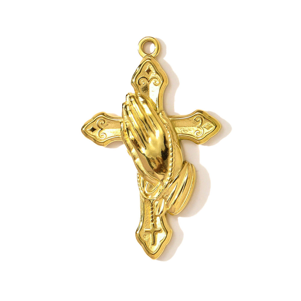6pcs/pack Wholesale Stainless Steel Jesus Cross Hand Necklace Pendants Flower Shell DIY Earring Charms Women Love Heart Jewelry